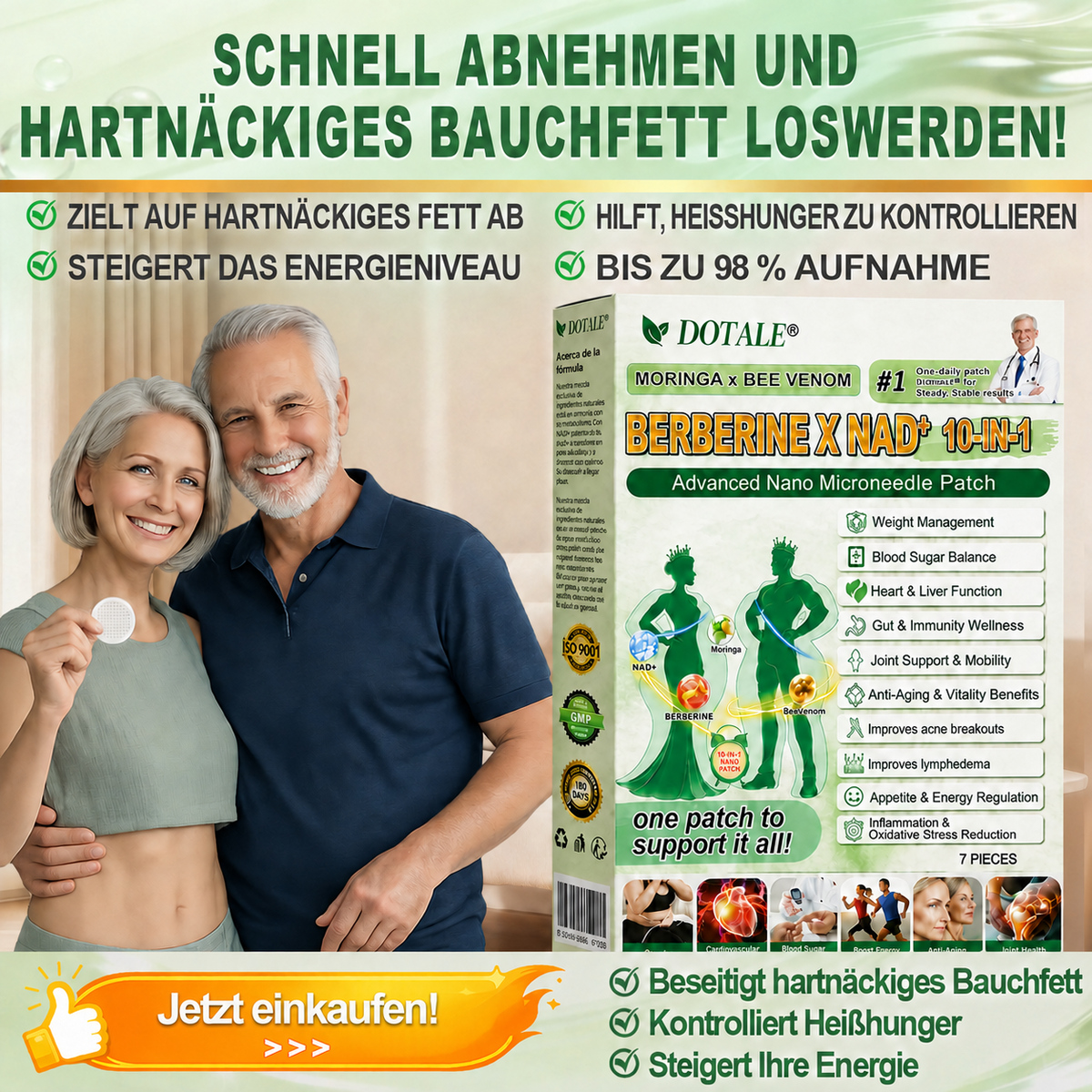 DOTALE® Moringa-Abnehm-Pflaster | Verbrennen Sie bis zu 89 % mehr Bauchfett in 7 Tagen!